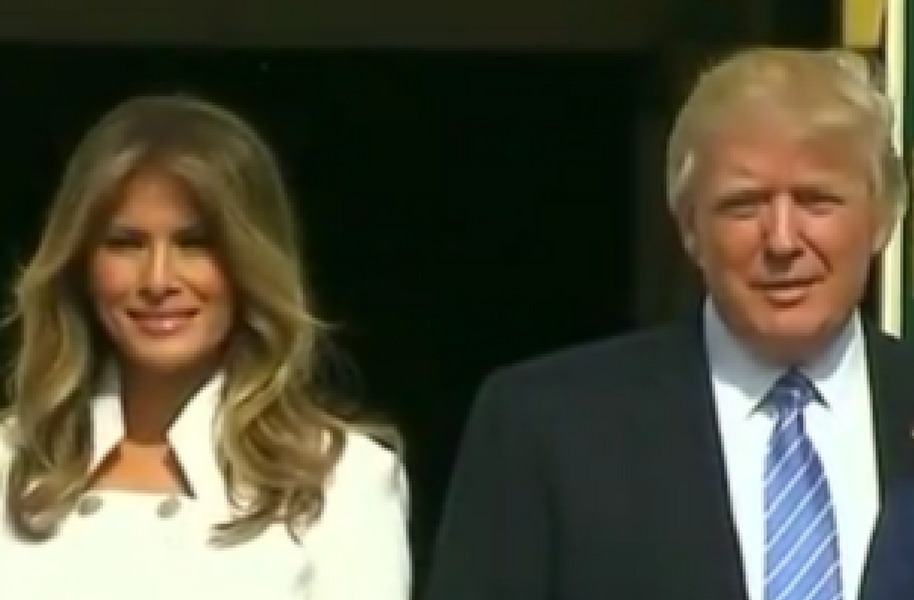 First Lady Melania Trump Turns Heads During Press Conference